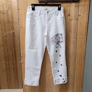Unique Angels Capri Jeans with Hearts and Tiger Design - Size 4